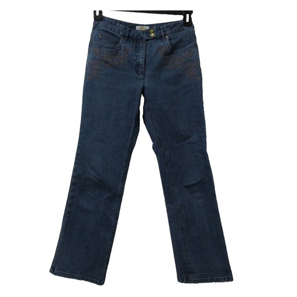 Talbots Womens Size 4 Petites Jeans Bootcut Blue 5-Pocket Stretch Embroidered - Picture 1 of 8